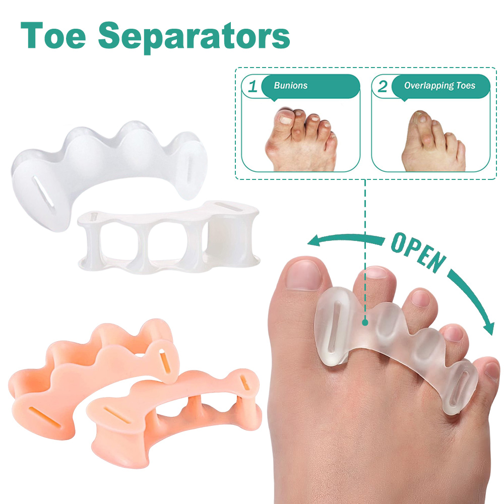 Toe Separator Silicon - 1Pair Gel Hard Silicone Toe Finger