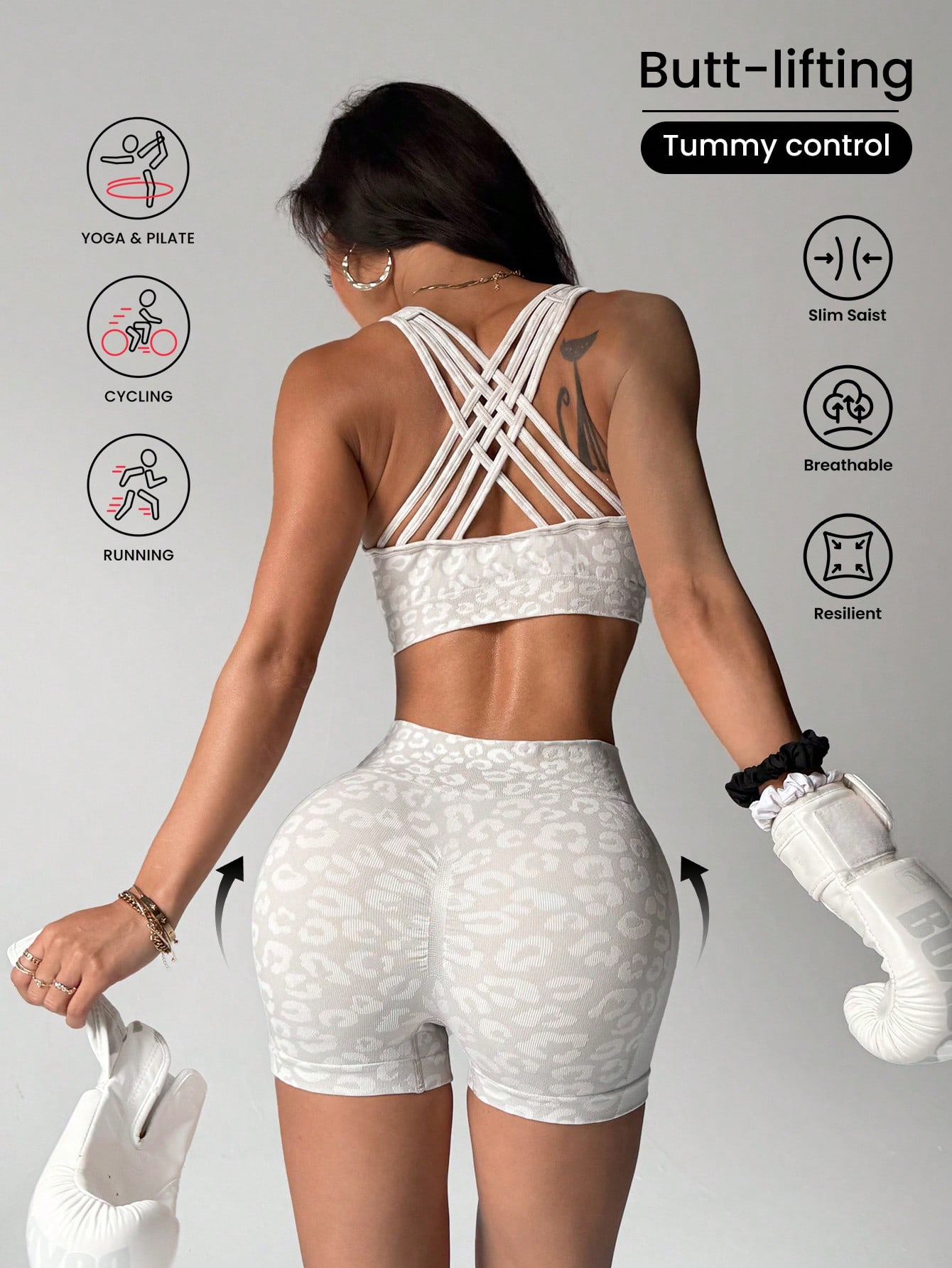 Pilates Yoga Gear - High waisted and belly hugging leopard