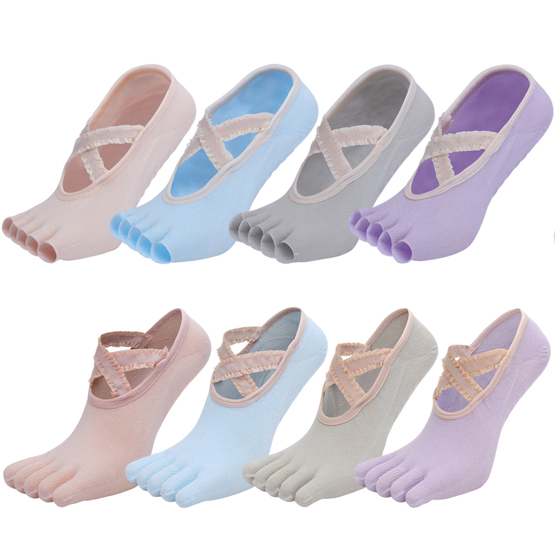 Pilate Yoga Workout - Five Finger Yoga Socks Lace Cross