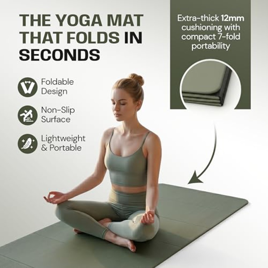 Foldable Yoga Mat for Yoga Pil - Pilates Yoga Hiit recension och pris